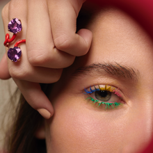Load image into Gallery viewer, DOUBLE HEART VINE TENDRIL RING IN RED
