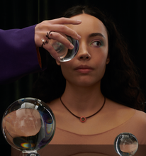 Load image into Gallery viewer, BABY VINE TENDRIL RING IN CHERRY CHOCOLATE WITH DROP CUT ROCK CRYSTAL - 99% PERFECT
