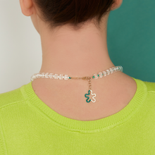 Load image into Gallery viewer, B BEADED NECKLACE IN PANNA AND GREEN
