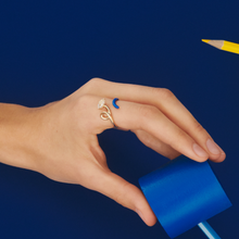 Load image into Gallery viewer, B HALF RING IN GOLD AND BLUE
