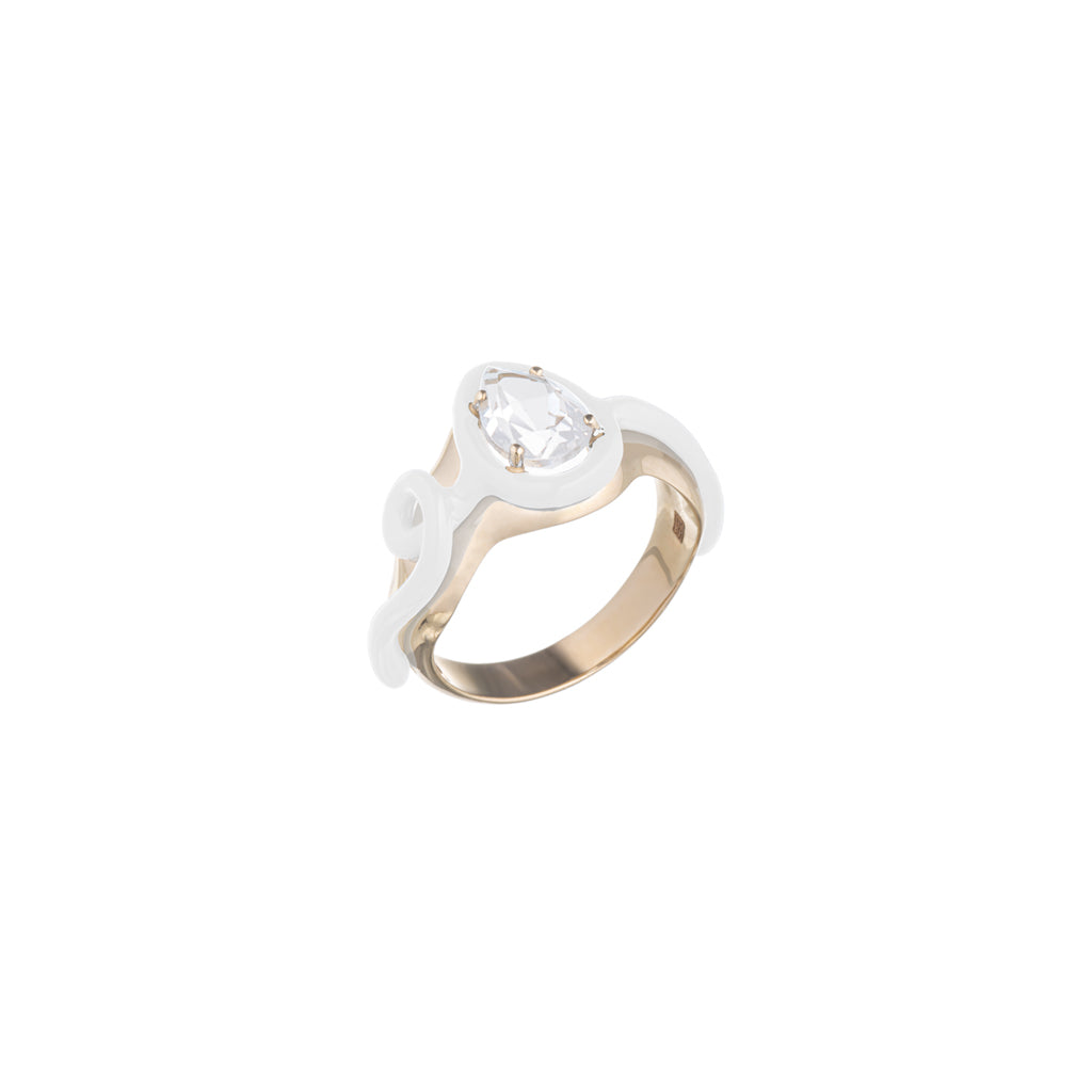 TOTALLY AWESOME SQUIGGLE RING IN WHITE