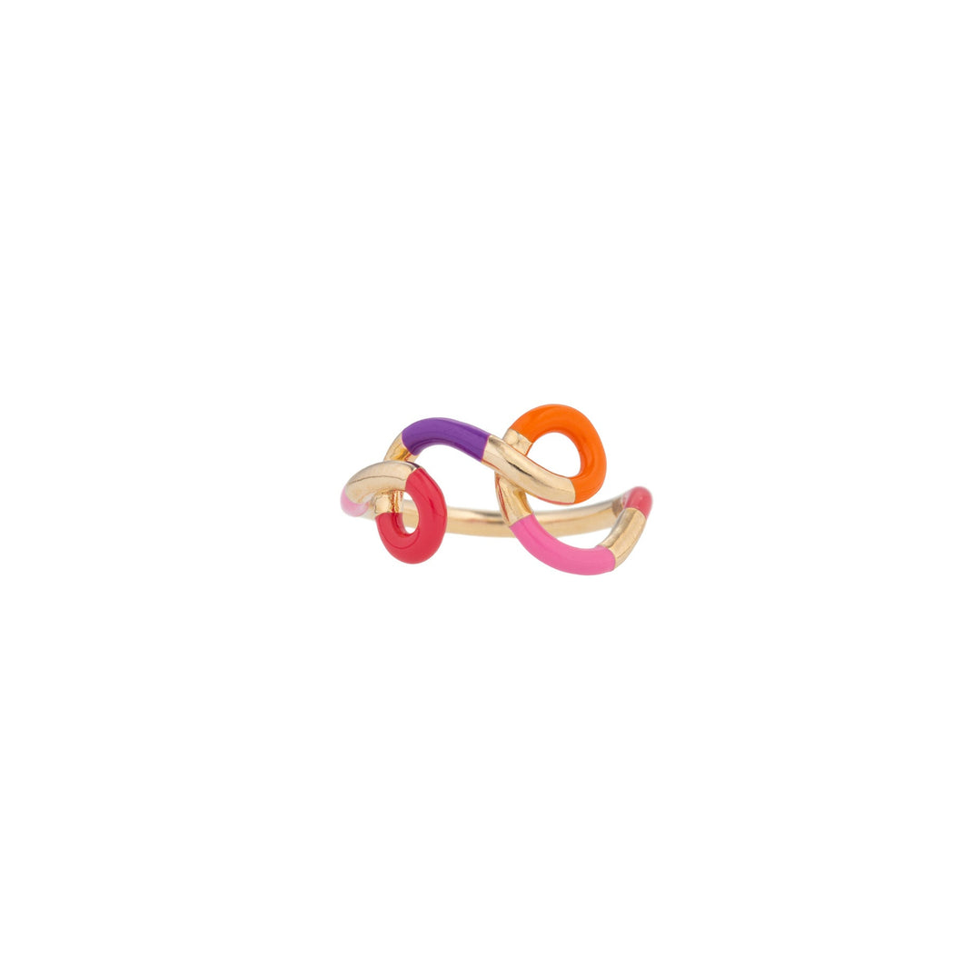 TETRADIC RING IN PURPLE PINKS