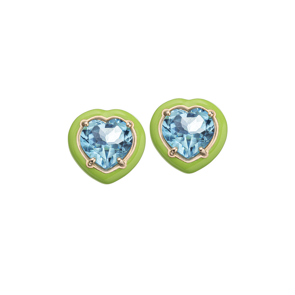 CANDY HEART EARRINGS IN LIME GREEN