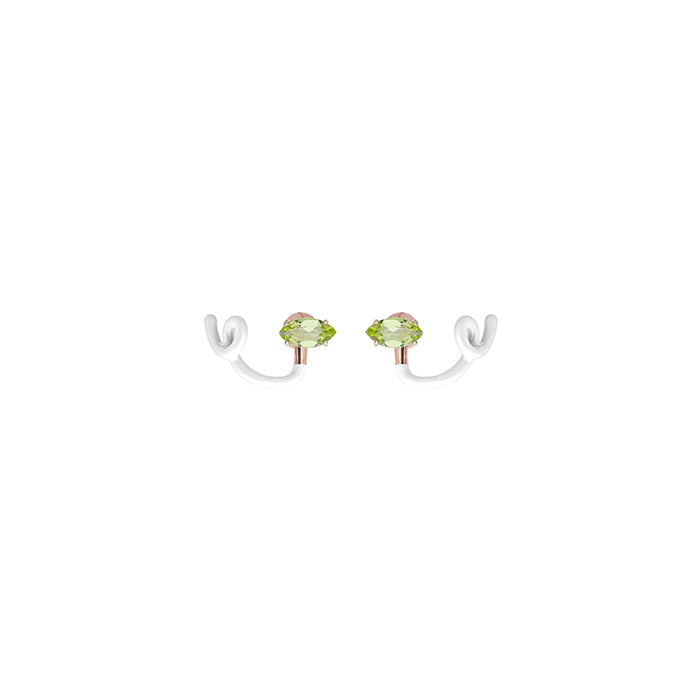 TENDRIL CRAWLER EARRINGS IN WHITE WITH PERIDOT