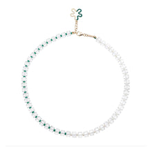 Load image into Gallery viewer, B BEADED NECKLACE IN PANNA AND GREEN
