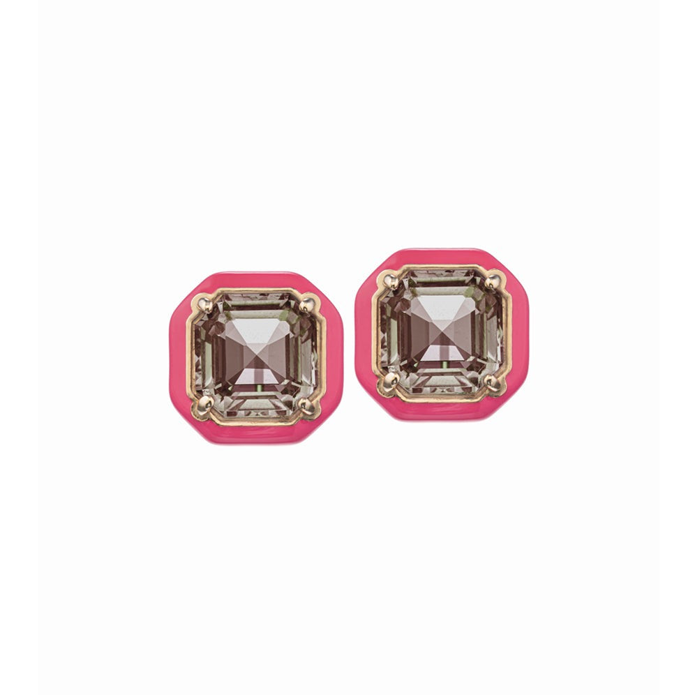 CANDY OCTAGON EARRINGS IN HOT PINK