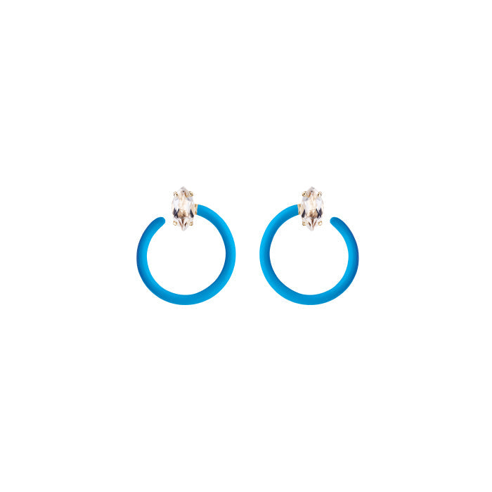 SMALL TENDRIL CIRCLE EARRINGS IN TURQUOISE