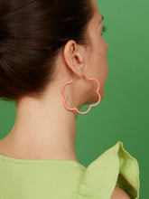 Load image into Gallery viewer, 2 TONE LARGE FLOWER POWER EARRINGS CORAL PINK AND HOT PINK
