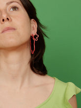Load image into Gallery viewer, 2 TONE LARGE FLOWER POWER EARRINGS CORAL PINK AND HOT PINK
