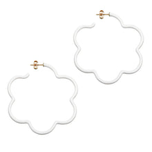 Load image into Gallery viewer, 2 TONE LARGE FLOWER POWER EARRINGS IN WHITE
